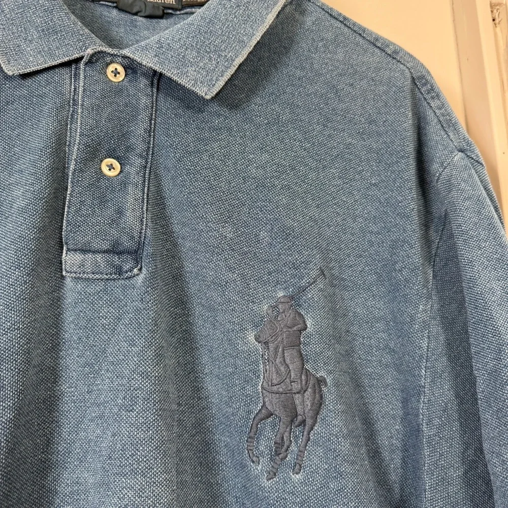 Polo Ralph Lauren Custom Fit Polo Shirt Men's Blue Big Pony Short Sleeve 2XL VTG